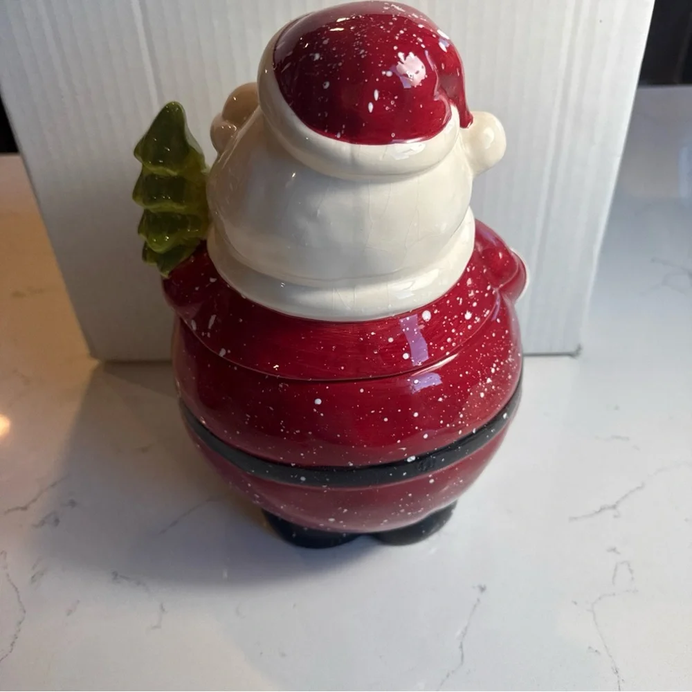 Vintage Festive Santa Claus Cookie Jar - Red and Green